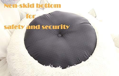 BODISEINT Modern Soft Plush Round Pet Bed for Cats or Small Dogs, Mini Medium Sized Dog Cat Bed Self Warming Autumn Winter Indoor Snooze Sleeping Cozy Kitty Teddy Kennel (24'' D x 8'' H, White)