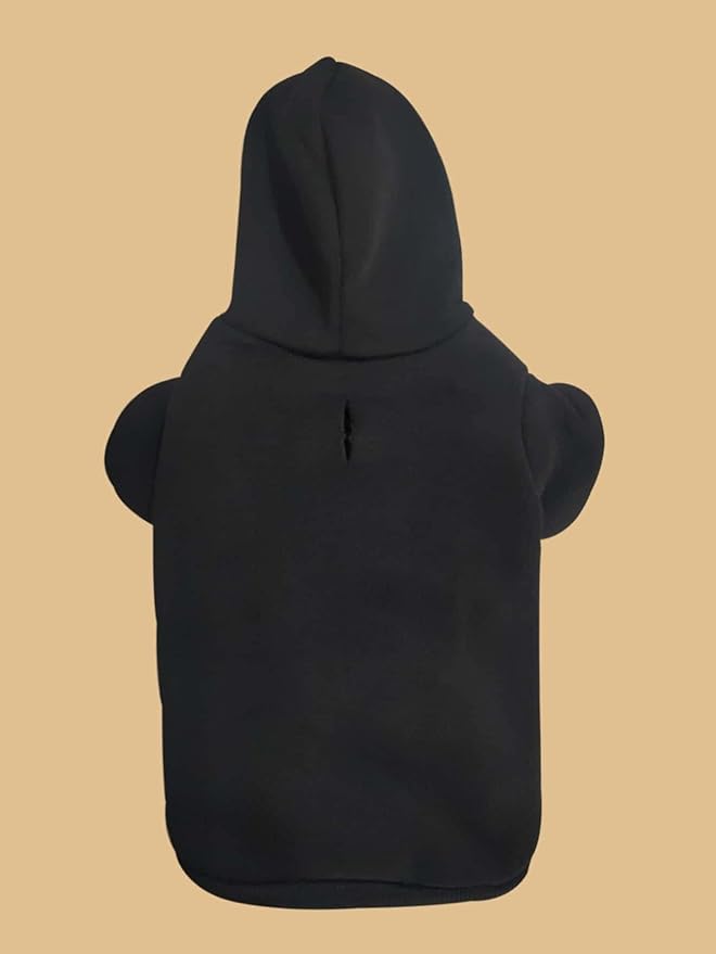 QWINEE Basic Dog Hoodie Sweatshirt Puppy Sweater Warm Cat Costumes Pet Clothes for Chihuahua Puppy Kitten Small Medium Dogs Black Medium