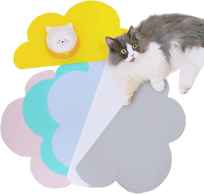 Love Dream Silicone Pet Feeding Food Mat with Raised Edge, Anti-Slip Waterproof Pet Bowl Mat Placemat for Dog and Cat (Royal Blue)