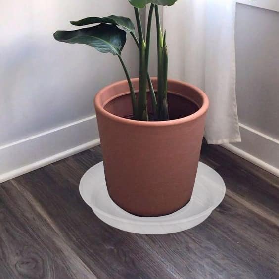 2 Pack of 8 inch Plant Saucer Clear, Heavy Duty Plastic Plant Water Tray 8 inch Round, Flower Plant Saucers for Indoors No Holes, Plant Dishes Saucer for Planter 7"/8" (8", Clear)