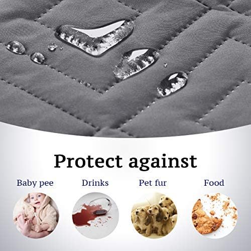 H.VERSAILTEX Reversible Loveseat Cover Furniture Protector Anti-Slip Water Resistant 2 Inch Wide Elastic Straps Couch Covers Pets Kids Fit Sitting Width Up to 46"(Love Seat: 75" x 90", Gray/Beige)