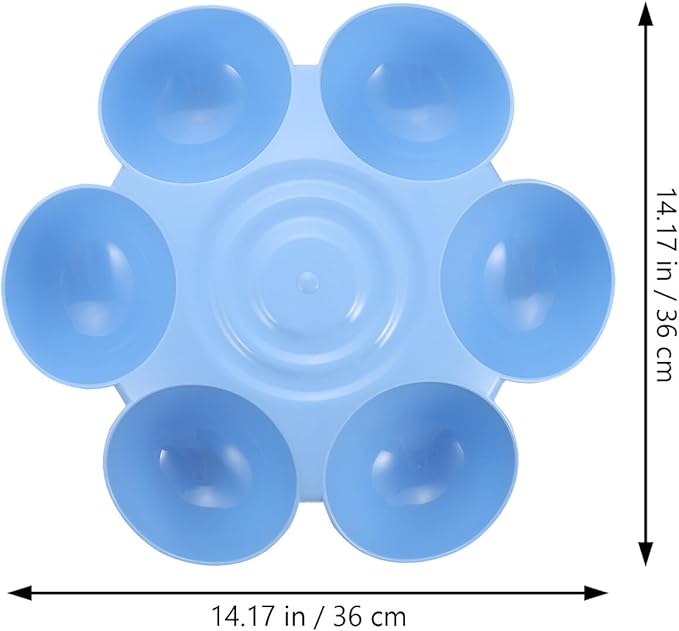 GLEAVI Multiple Pet Feeder Bowl with Compartments, Plastic Pet Food and Treats Dispenser for Dogs and Cats, Blue Indoor Puppy and Kitten Feeding Dish for Home Use