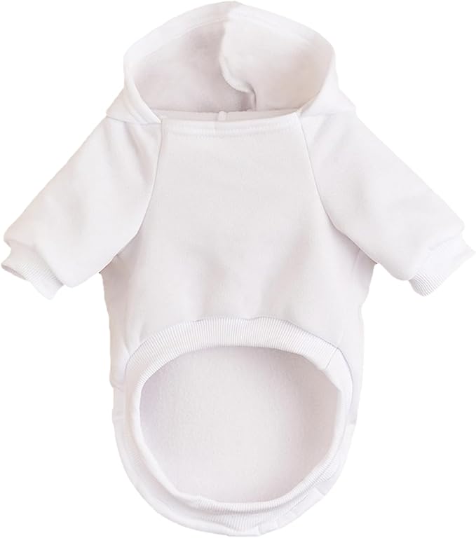 Jecikelon Winter Dog Hoodie Sweatshirts with Pockets Warm Dog Clothes for Small Dogs Chihuahua Coat Clothing Puppy Cat Custume (White, Small)