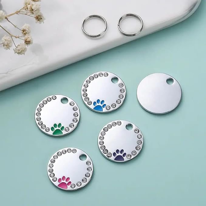 Personalized Dog/Cat Cute Paw Pet ID Tag with Unique Laser Engraving Name and Phone Number for Pet Collar or Key Chain (Purple)