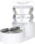 RIZZARI Gravity Water Bowl Dispenser for Cats: 4L White Automatic Stainless Steel Dog Feeder Without Filter - for 8-20LB Elderly Pets with Joint Spine Pain - for Kitchen Bedroom