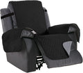 H.VERSAILTEX Reversible Quilted Recliner Covers Water Resistant Furniture Protector for Reclienr Chair with Elastic Straps for Pets Kids Sitting Width Up to 22"(Recliner, Black/Grey)