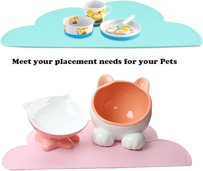 Love Dream Silicone Pet Feeding Food Mat Dog Cat Placemat Mat with Raised Edge, Anti-Slip Waterproof Pet Bowl Mats Pet Food Tray (Blackish Green)