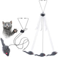 Kalimdor Interactive Cat Feather Toys,Retractable Teaser Toy ，Hanging Interactive Toys for Indoor Cats Kitten Play Chase Exercise, Kitten Mental Exercise Toys (2 Pack)