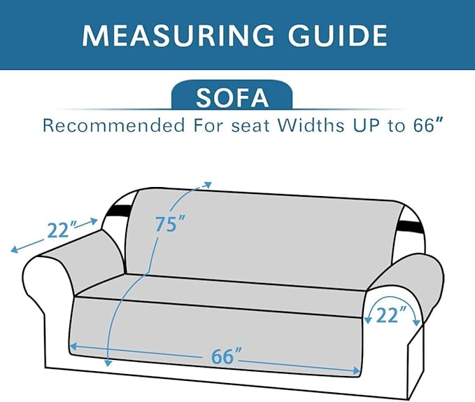 H.VERSAILTEX Reversible Sofa Slipcover Furniture Protector Water Resistant 2 Inch Wide Elastic Straps Sofa Cover Couch Covers Pets Kids Fit Sitting Width Up to 66" (Sofa: 75" x 110", Dark Blue/Beige)