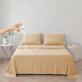 DUJUIKE Waterproof Bed Cover for Dog and Cats,Pet Hair Resistant Bed Sheet Cover, Protective Bed Liner Cover with 100% Waterproof Breathable Thin Fabric (Apricot Yellow, Queen 78 * 90 inch)