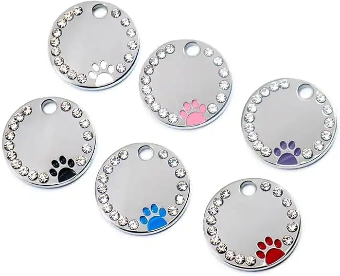 Personalized Dog/Cat Cute Paw Pet ID Tag with Unique Laser Engraving Name and Phone Number for Pet Collar or Key Chain (Red)