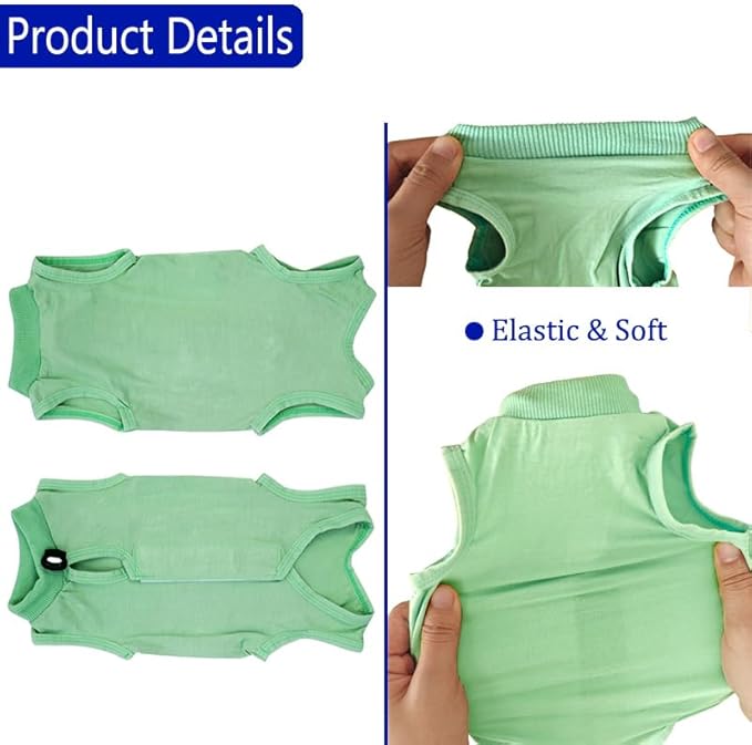 Cat Recovery Suit Cat Onesie for Cats After Surgery Female Male Spay Kitten Neuter Surgical Bodysuit Post Surgery Cone of Shame Alternative Anti Licking (Green, Small)