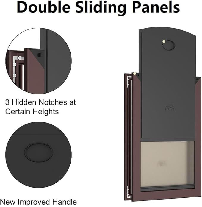 Rescumascer Aluminum Medium Dog Door for Door, Doggie Door with Two Sliding Lock Panels for Extreme weathter, Dog Door for Medium Dogs up to 30lbs