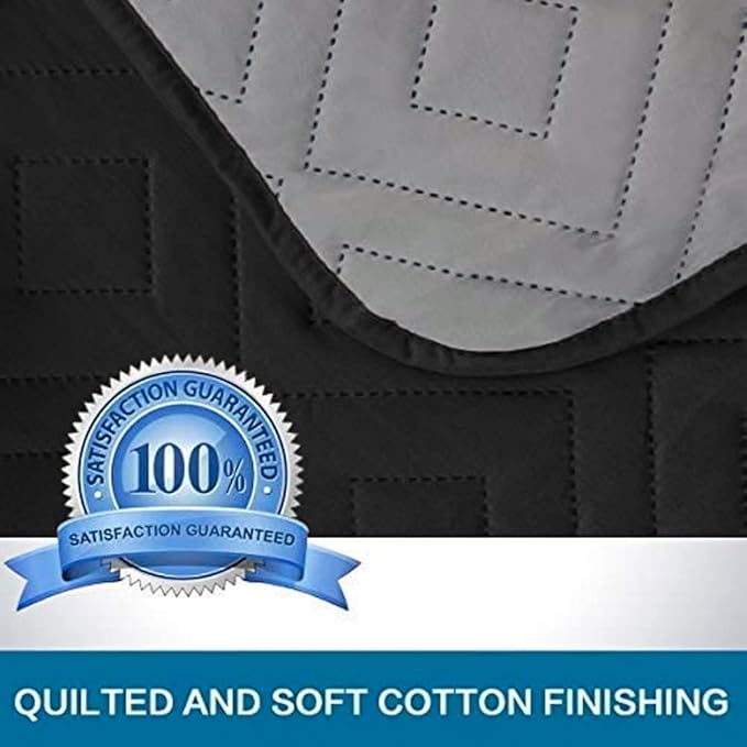 H.VERSAILTEX Reversible Quilted Recliner Covers Water Resistant Furniture Protector for Reclienr Chair with Elastic Straps for Pets Kids Sitting Width Up to 22"(Recliner, Black/Grey)