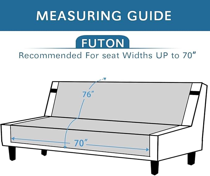 H.VERSAILTEX Futon Cover Reversible Sofa Slipcover Furniture Protector Water Resistant 2 Inch Wide Elastic Straps Sofa Bed Pets Kids Dog Cat Fit Sitting Width Up to 70"(Futon, Dark Blue/Beige)