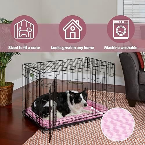 MidWest Homes for Pets QuietTime Fashion XS Dog Bed – Pink Faux Fur Bolster, Ultra-Soft and Machine Washable, Fits 22-Inch Crates and Carriers, for Small Dogs and Cats