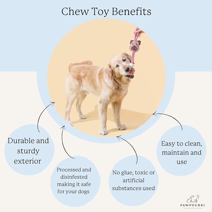 Natural Jute Dog Chew Toy – Tough Paw-Shaped Puppy Teething Toy, Durable & Safe Chew for Small, Medium & Large Dogs, Tug & Interactive Training & Play Toy