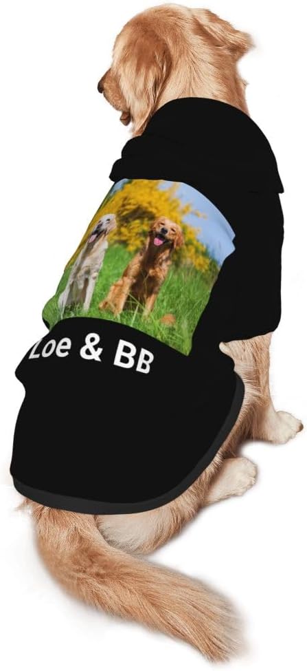 Personalized Dog Hoodie Customized with Name Photo Pet Warm Sweater Hoodie for Medium Large Dogs & Cat Puppy, DeepPink, L