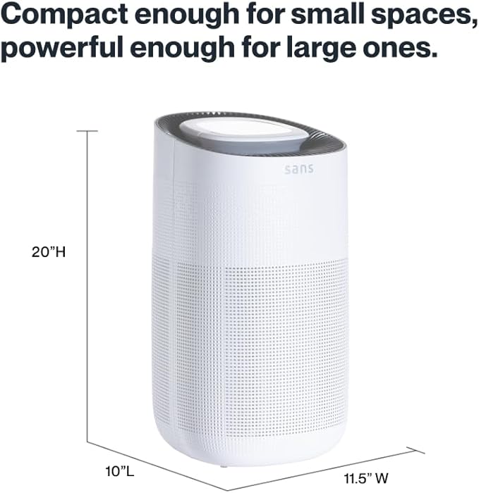 Sans HEPA 13 Air Purifier - Black - 1560ft² Ultra-Quiet Home Air Purifier, Pre-Filter, Activated Carbon, UV-C Light, Protect from Odors, Smoke, Pollutants, Allergens, Dust, Dander, Harmful Chemicals