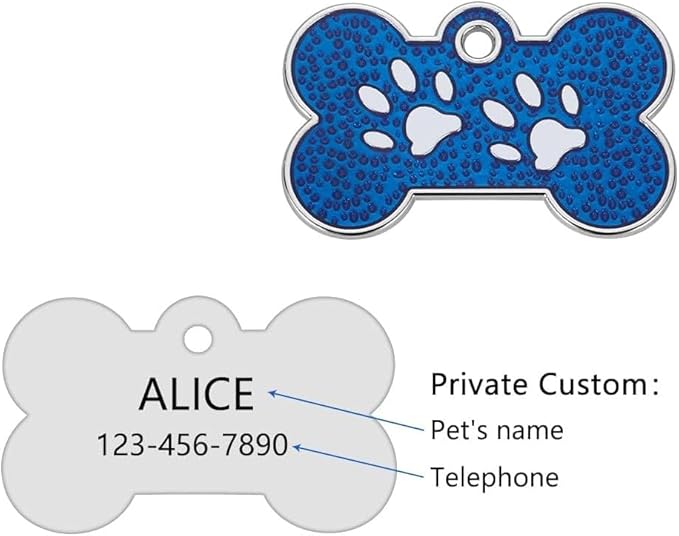 Personalized Dog/Cat Cute Paw Pet ID Tag for Pet Collar or Key Chain - cat Name tag, Personalized cat id tag, Kitten Name tag, Kitten id tag (Bone-Shaped-Small: Purple)