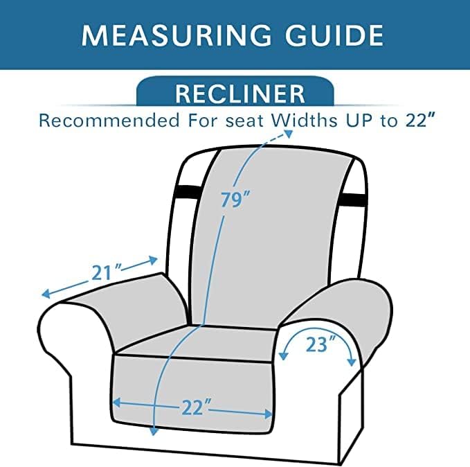 H.VERSAILTEX Reversible Quilted Recliner Covers Water Resistant Furniture Protector for Reclienr Chair with Elastic Straps for Pets Kids Sitting Width Up to 22"(Recliner, Dark Blue/Beige)