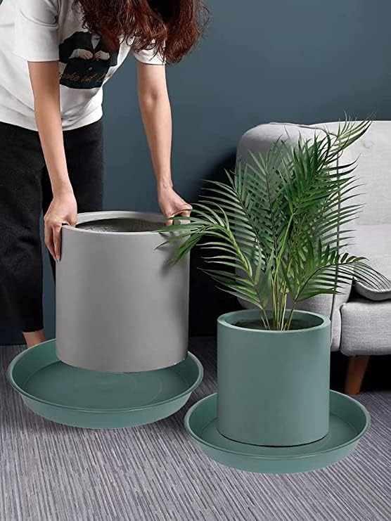 6 Pack of 7 inch Plant Saucer, Heavy Duty Plastic Plant Water Tray 7 inch Round, Flower Plant Saucers for Indoors No Holes, Plant Dishes Saucer for Planter 7"/8" (7", Green)