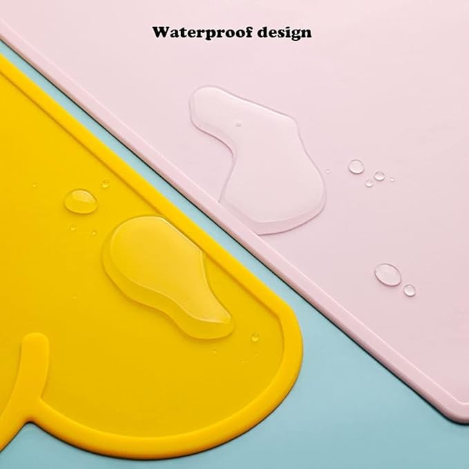 Love Dream Silicone Pet Feeding Food Mat with Raised Edge, Anti-Slip Waterproof Pet Bowl Mat Placemat for Dog and Cat (Grey)