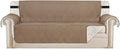 H.VERSAILTEX Reversible Sofa Slipcover Furniture Protector Water Resistant 2" Wide Elastic Strap Sofa Cover Couch Covers Pets Kids Fit Sitting Width Up to 66" (Sofa: 75" x 110", Taupe Brown/Beige)