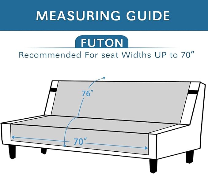 H.VERSAILTEX Futon Cover Reversible Sofa Slipcover Furniture Protector Water Resistant 2 Inch Wide Elastic Straps Sofa Bed Pets Kids Dog Cat Fit Sitting Width Up to 70"(Futon, Gray/Beige)