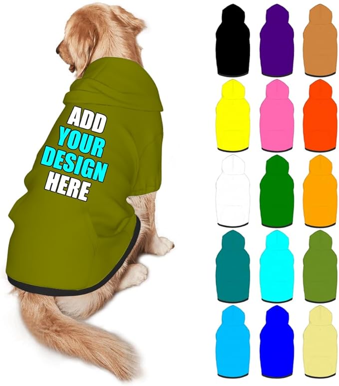 Custom Dog Clothes with Photo Name Logo Personalized Dog Sweaters for Small Medium Large Dogs Breathable Warm, Olive, L