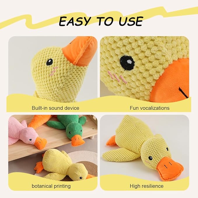 2025 Upgraded Dog Toys, New Durable Calming Duck Toys, Dog Toys for Aggressive Chewers with Soft Squeaker, Fun for Indoor Puppies and Senior Pups (3 Pcs, L-11.4 * 13.5in)