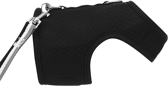 Cat Harness and Leash for Walking Escape Proof Breathable Mesh Fabric, Solid Black, Large, Adjustable Cat Walking Jackets, Padded Stylish Cat Vest