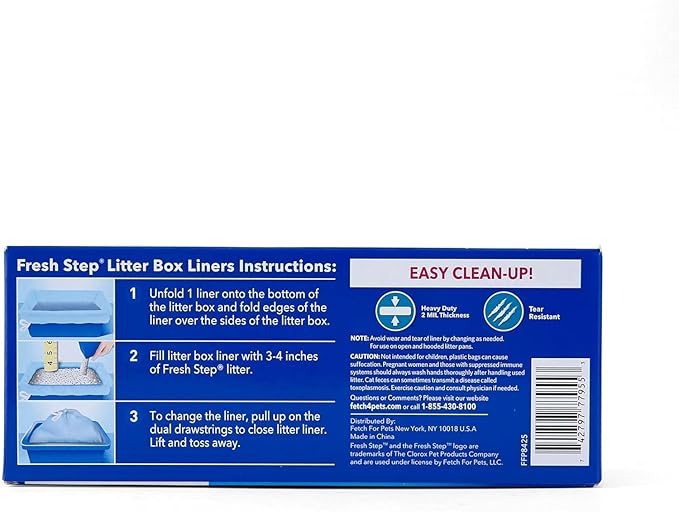 Fresh Step Jumbo Drawstring Cat Litter Box Liners, Scented Heavy Duty Kitty Litter Bags for X-Large Oval or Rectangle Pans, Helps Contain Mess for Easy Lift Out Cleanup, 36 x 19 in, 7 Count - 2 Pack