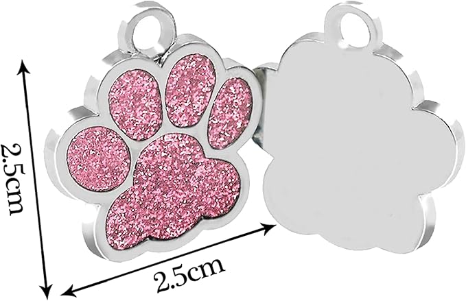 EDSG Cat Dog Tags Personalized for Pets, Dog Name Tags Cat Name ID Tag, Engraved Dog Tags Dog ID Tags Small Glitter Bling ID Tag Paw Print for Cat Pet Dog Puppy(Blue,Design 3)