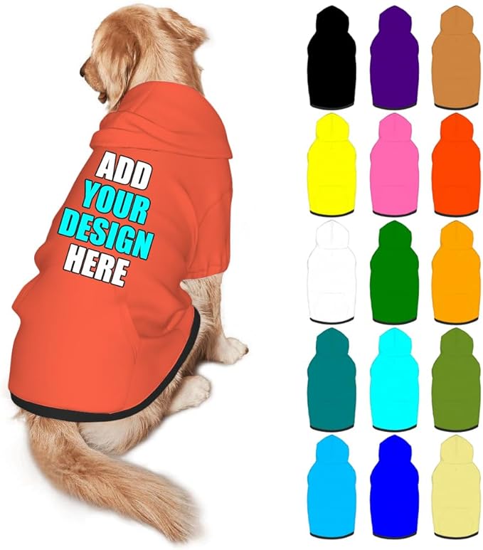 Custom Dog Hoodie Personalized Photo Text Logo Name Dog Clothes, Soft & Warm for Puppy Sweatshirt Hooded for Small Medium Large Dogs Girl/Boy Cats/Kitten, Tomato, XXL