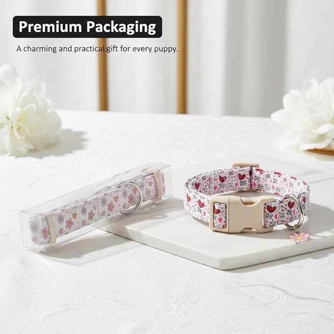 Dog Collar, Spring Summer Dog Collar with Orange Print and Charm, Cute Spring Summer Fruit Collar with Soft & Breathable Fabric, Adjustable Pet Collar for Medium Dogs