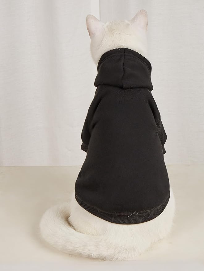 QWINEE Basic Dog Hoodie Sweatshirt Puppy Sweater Warm Cat Costumes Pet Clothes for Chihuahua Puppy Kitten Small Medium Dogs Black Green and Grey X-Large