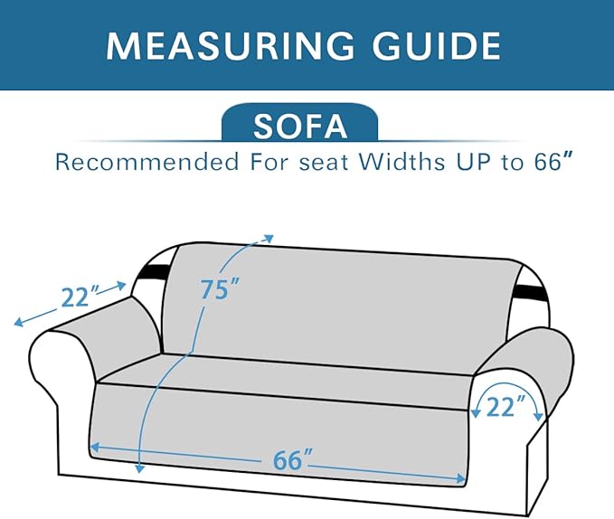 H.VERSAILTEX Reversible Sofa Slipcover Furniture Protector Water Resistant 2 Inch Wide Elastic Straps Sofa Cover Couch Covers Pets Kids Fit Sitting Width Up to 66" (Sofa: 75" x 110", Ivory/Beige)