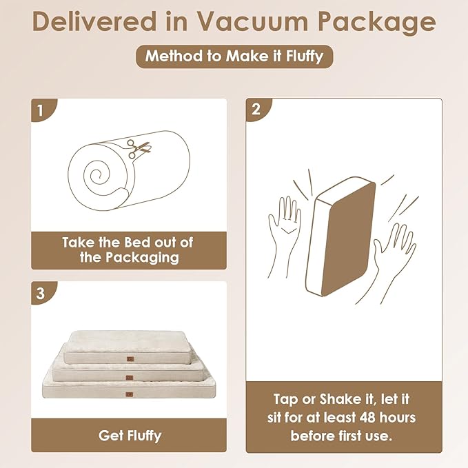 EHEYCIGA Waterproof Dog Bed Orthopedic 47"x29", Memory Foam Pet Bed for XXLarge Dog Bed, Washable Pet Mat with Removable Cover, Beige