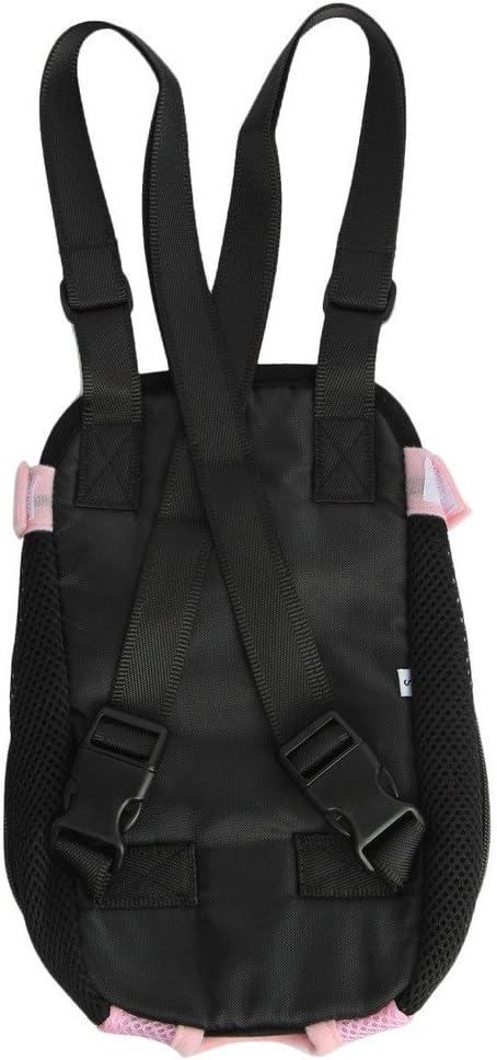 Pet Dog Puppy Cat Carrier Five Holes Backpack Double Shoulder Straps Mesh Front Chest Backpack Bag, M, Pink