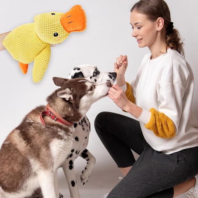 2025 Upgraded Dog Toys, New Durable Calming Duck Toys, Dog Toys for Aggressive Chewers with Soft Squeaker, Fun for Indoor Puppies and Senior Pups (Yellow, XL-14.9 * 17.7in)