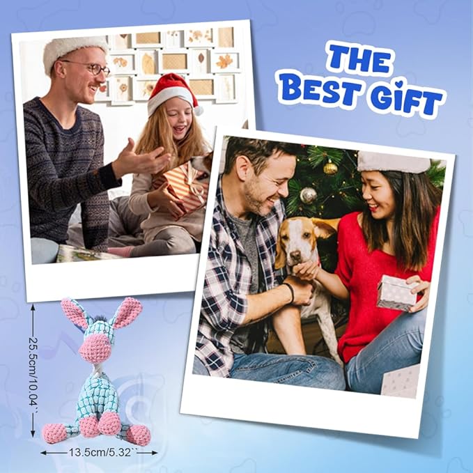 2025 New Dog Toys, Indestructible Plush Dog Toy, Dogs Toys for Aggressive Chewers, Dogs Squeaky Chew Toy for Indoor Pups Teething (Brown+Green)