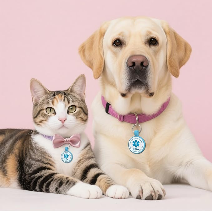 ESA Dog Tag, QR Code Dog Tag, Modifiable Free Pet Online Profile, Scannable QR Code, Scan QR Send Instant Location Alert Email, Silicone Lightweight ID Tag for Dog and Cat (Blue, Small)