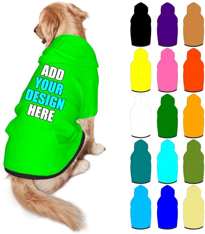 Customized Dog Hoodie with Name Logo Personalized Text Soft & Warm for Puppy Sweatshirt Hooded for Small Medium Large Dogs Girl/Boy Cats/Kitten, Lime, L