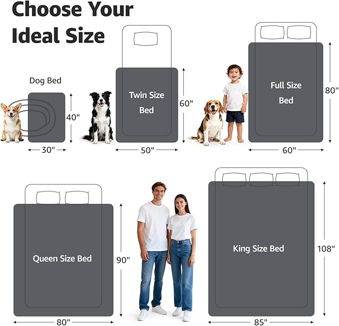 LOOBANI Waterproof Dog Blanket for Bed: Spill-Proof Puppy Blankets for Small Medium Dogs Washable, Reversible Soft Flannel Pet Throw for Couch Sofa Cover, Crate, Travel, Picnic, 30" x 40", Grey