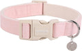 DOGWONG Cotton Hemp Pink Dog Collar Adjustable Soft Natural Fabric Pet Collar Cute Wedding Puppy Necklace for Small Medium Large Dogs