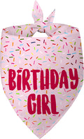 Birthday Girl Dog Bandanas 1 Pack, Pink Donut Theme Dog Scarfs Bibs, Triangle Reversible Pet Scarves for Birthday Girl Handkerchief for Small Medium Large Dogs (Pink, Large)