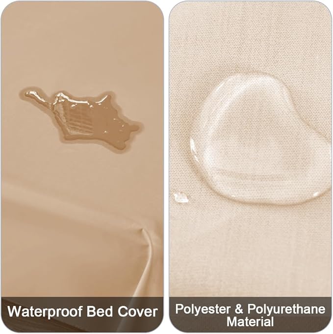 DUJUIKE Waterproof Bed Cover for Dog and Cats,Pet Hair Resistant Bed Sheet Cover, Protective Bed Liner Cover with 100% Waterproof Breathable Thin Fabric (Apricot Yellow, Twin 63 * 90 inch)