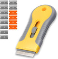 Razor Blade Scrape with 15pcs Extra Blades, Scraper Tool, Razor Blade Retractable, Paint Stripping Tool, Cleaning Tool for Removing Labels, Stickers, Decals, Paint from Glass and Stovetop-WEGAZ