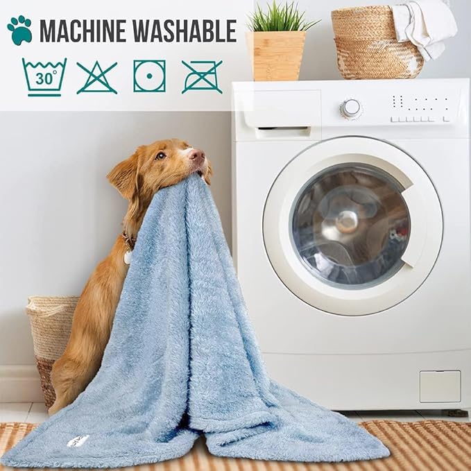 PetAmi Dog Blanket for Large Medium Dogs Blue, Fluffy Soft Puppy Blanket, Sherpa Fleece Cat Blanket for Kitten Doggie, Calming Pet Blanket Throw for Bed Washable Sofa Couch Cover, Large 40x60
